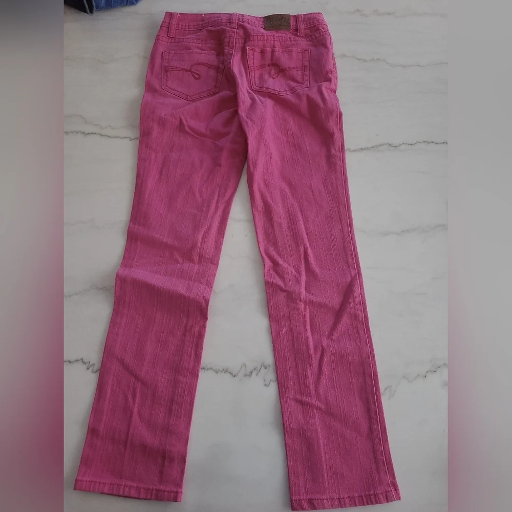 Justice NWOT Stretch Pink Straight Leg Denim Premium Jeans Size 12 Regular Girls
